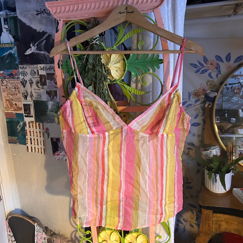 Striped Pink and Yellow Women's Top Victoria’s secret new with tags!